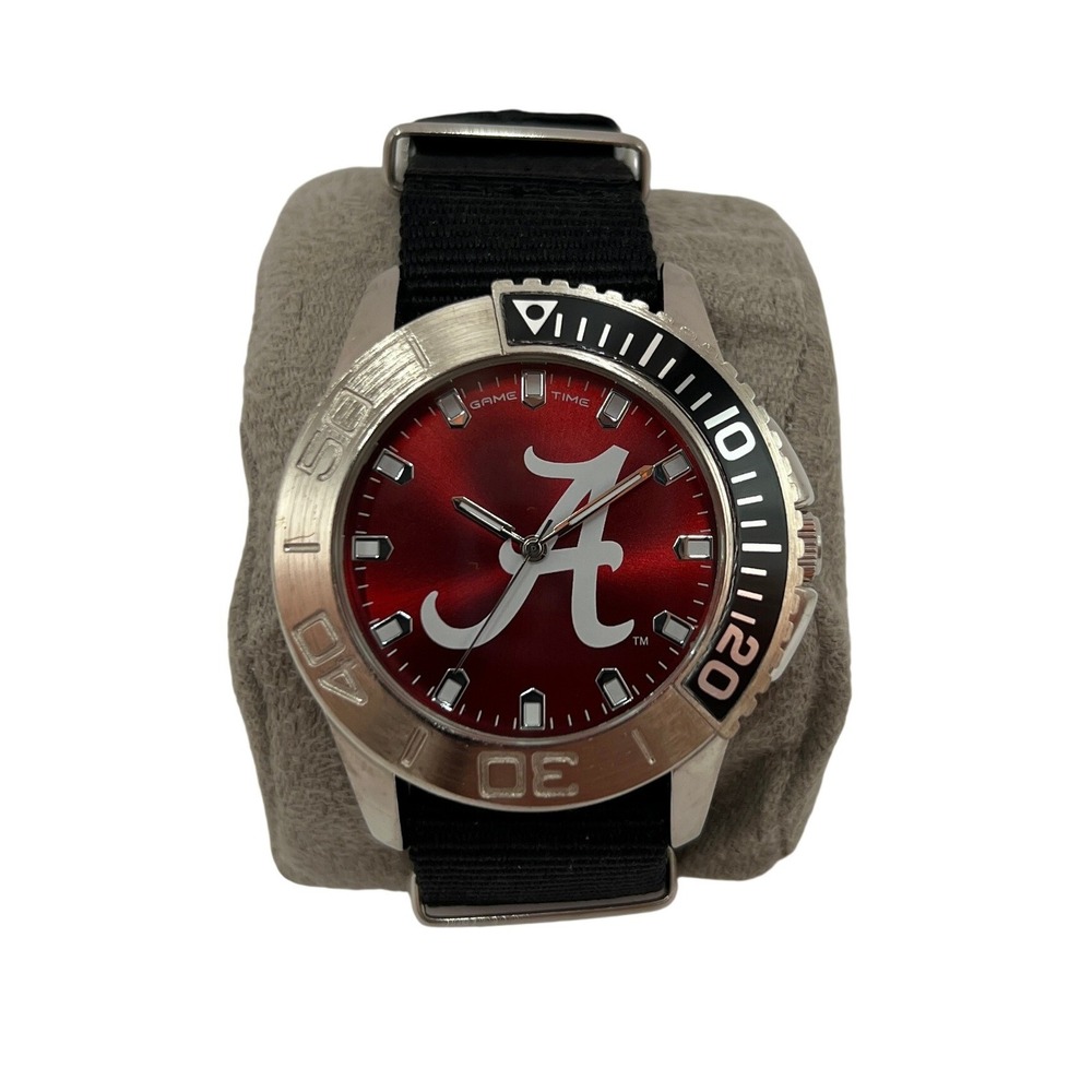 Game Time Alabama Crimson Tide Watch Mens Red Dial Black NATO Strap NCAA Bama